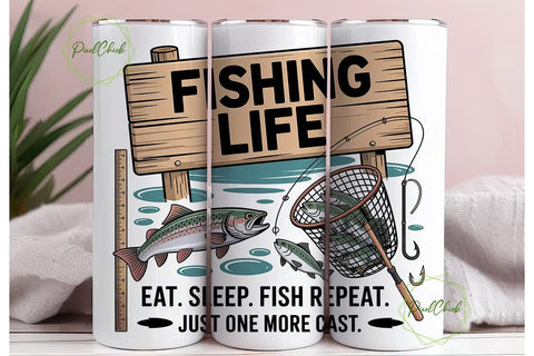 Fishing Life 20oz Tumbler Wrap Sublimation PixelChick 