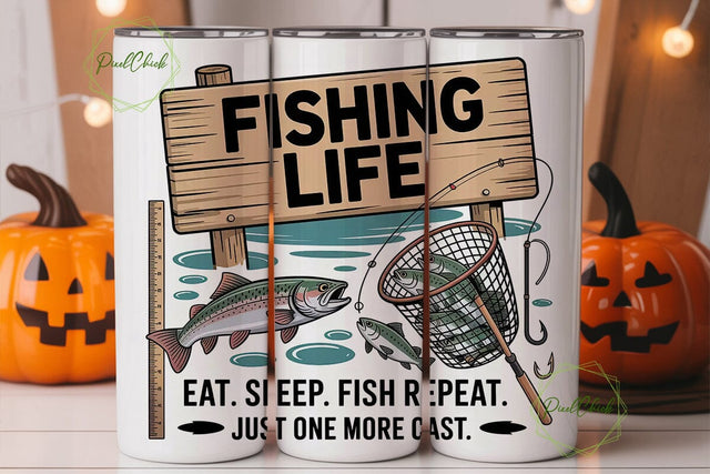 Fishing Life 20oz Tumbler Wrap Sublimation PixelChick 