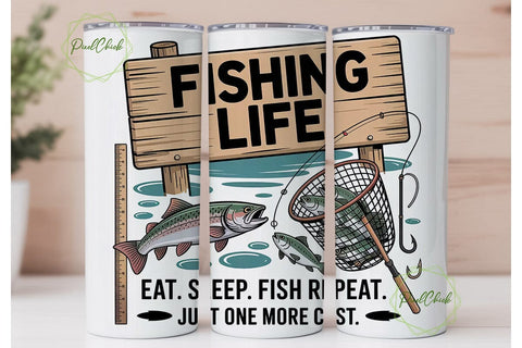 Fishing Life 20oz Tumbler Wrap Sublimation PixelChick 