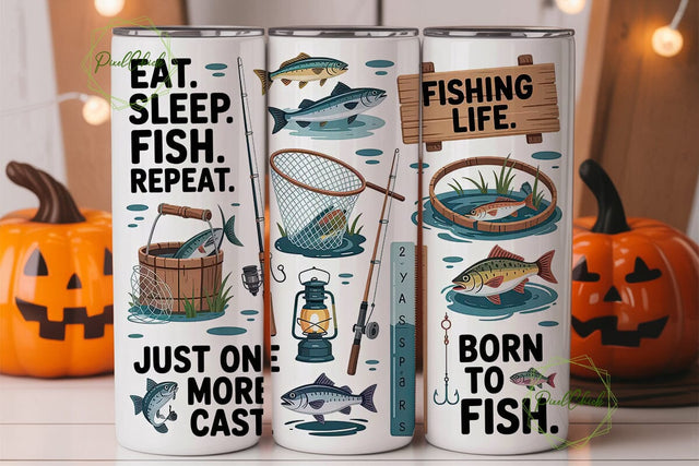 Fishing Life 20oz Tumbler Wrap Sublimation PixelChick 