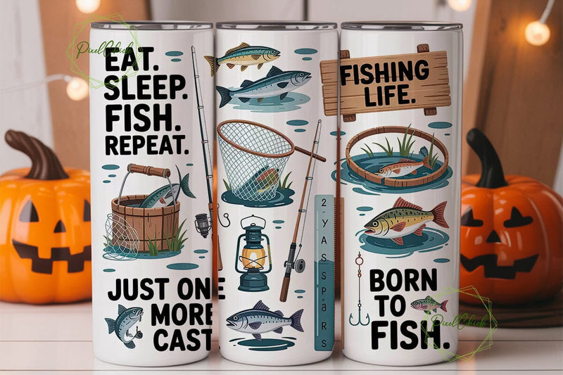 Fishing Life 20oz Tumbler Wrap Sublimation PixelChick 
