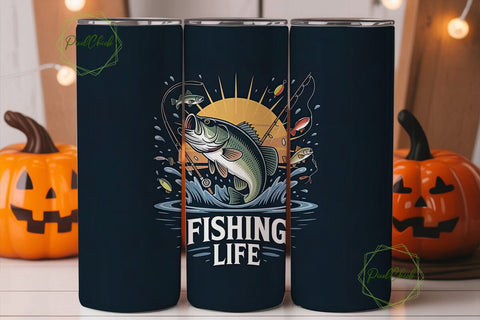 Fishing Life 20oz Tumbler Wrap Sublimation PixelChick 