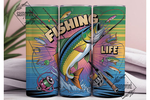 Fishing Life 20oz Tumbler Wrap Sublimation sassyprint 