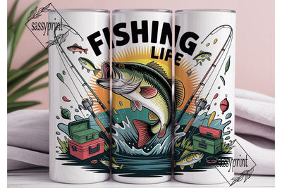 Fishing Life 20oz Tumbler Wrap Sublimation sassyprint 