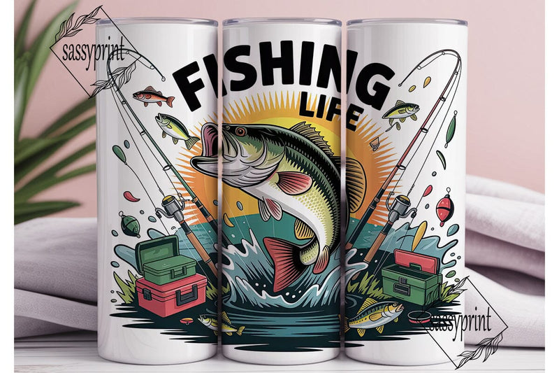 Fishing Life 20oz Tumbler Wrap Sublimation sassyprint 