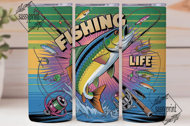 Fishing Life 20oz Tumbler Wrap Sublimation sassyprint 