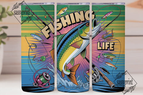 Fishing Life 20oz Tumbler Wrap Sublimation sassyprint 
