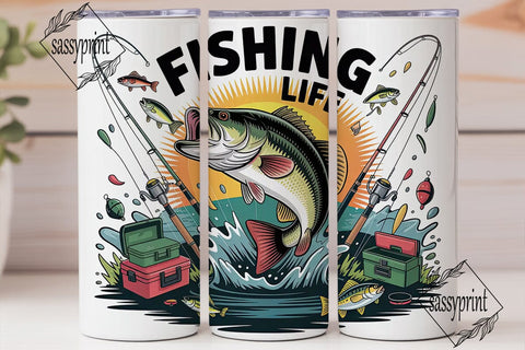 Fishing Life 20oz Tumbler Wrap Sublimation sassyprint 