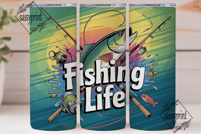 Fishing Life 20oz Tumbler Wrap Sublimation sassyprint 