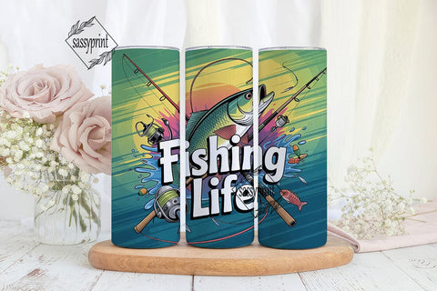 Fishing Life 20oz Tumbler Wrap Sublimation sassyprint 