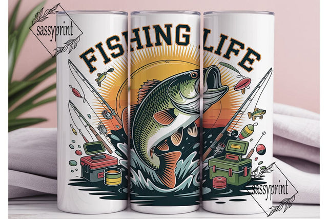 Fishing Life 20oz Tumbler Wrap Sublimation sassyprint 