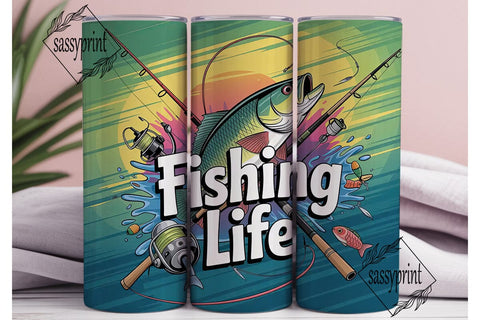 Fishing Life 20oz Tumbler Wrap Sublimation sassyprint 