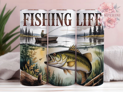 Fishing Life Bass Outdoor 20oz Tumbler, Bass Fish, Angler Theme, Outdoor Adventure, Sport Fishing, 20oz Tumbler Wrap, Sublimation PNG Sublimation Li Zamperini 