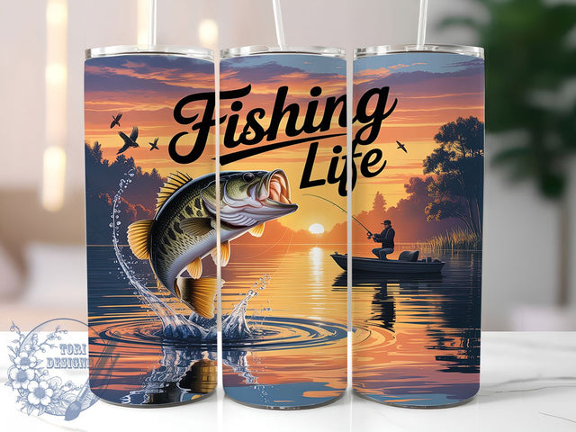 Fishing Life Outdoor Tumbler, Fisherman Wrap, Outdoor Sports Design, Sublimation Cup, 20oz Skinny Tumbler, Nature Drinkware, Angler Style Sublimation ToriDesigns 
