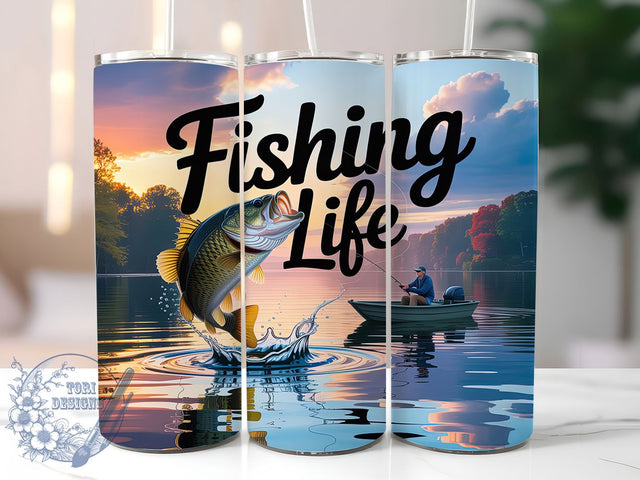 Fishing Life Outdoor Tumbler, Fisherman Wrap, Outdoor Sports Design, Sublimation Cup, 20oz Skinny Tumbler, Nature Drinkware, Angler Style Sublimation ToriDesigns 