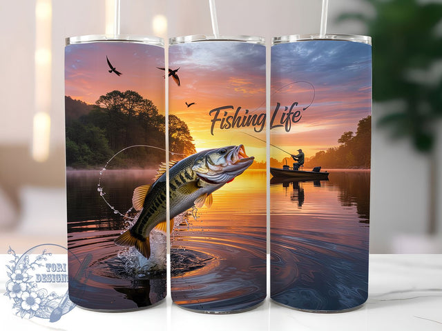 Fishing Life Outdoor Tumbler, Fisherman Wrap, Outdoor Sports Design, Sublimation Cup, 20oz Skinny Tumbler, Nature Drinkware, Angler Style Sublimation ToriDesigns 