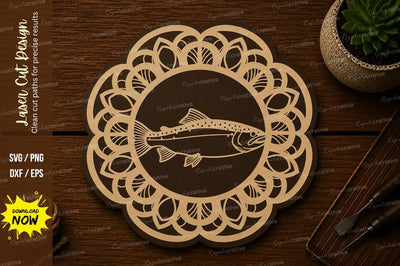 Fishing Lure Mandala Frame Laser Cut SVG File SVG Regulrcrative 
