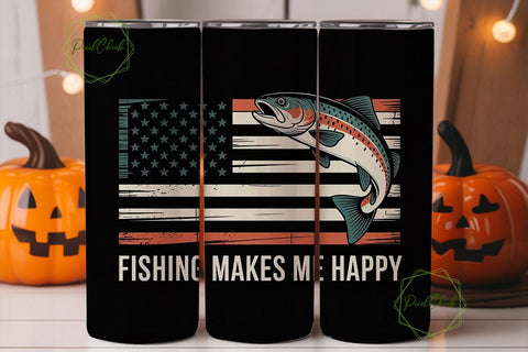 Fishing Makes Me Happy 20oz Tumbler Wrap Sublimation PixelChick 