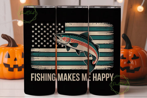 Fishing Makes Me Happy 20oz Tumbler Wrap Sublimation PixelChick 