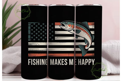 Fishing Makes Me Happy 20oz Tumbler Wrap Sublimation PixelChick 