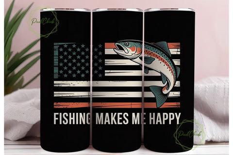 Fishing Makes Me Happy 20oz Tumbler Wrap Sublimation PixelChick 