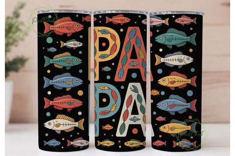Fishing Papa 20oz Tumbler Wrap Sublimation PixelChick 