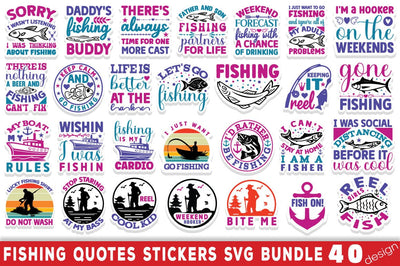 Fishing Quotes Stickers svg Bundle SVG Angelina750 