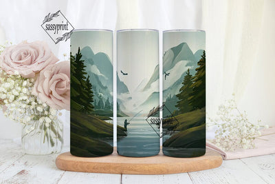 Fishing River Scene 20oz Tumbler Wrap Sublimation sassyprint 