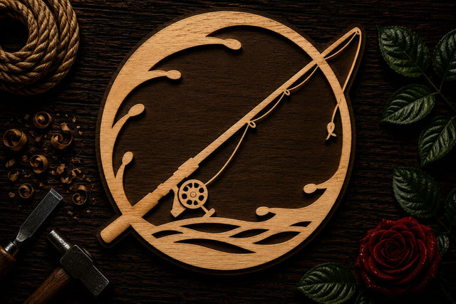 Fishing Rod Circle Design Laser Cut SVG File SVG Regulrcrative 