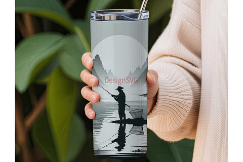 Fishing Scene 20oz Tumbler Wrap Sublimation DesignSVG 
