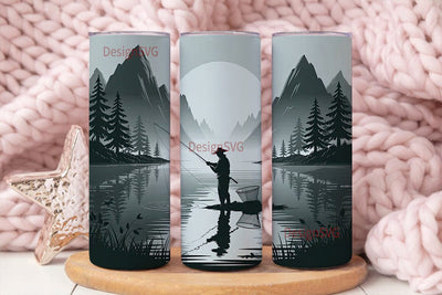 Fishing Scene 20oz Tumbler Wrap Sublimation DesignSVG 