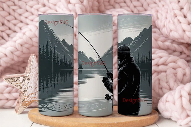 Fishing Scene 20oz Tumbler Wrap Sublimation DesignSVG 