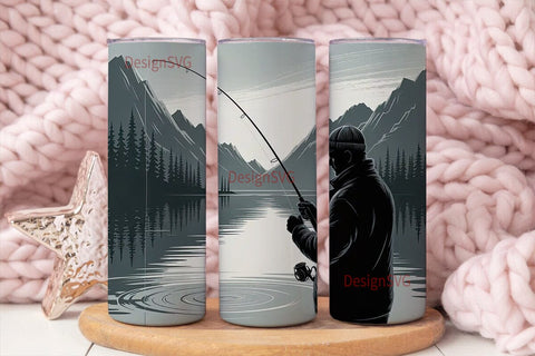 Fishing Scene 20oz Tumbler Wrap Sublimation DesignSVG 