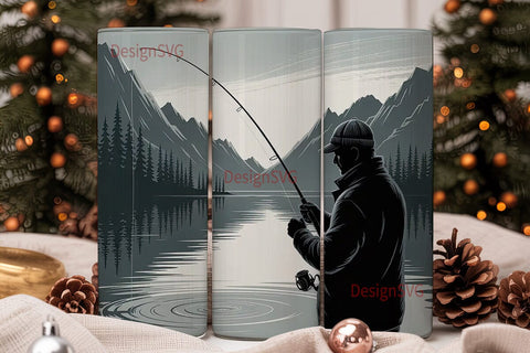 Fishing Scene 20oz Tumbler Wrap Sublimation DesignSVG 