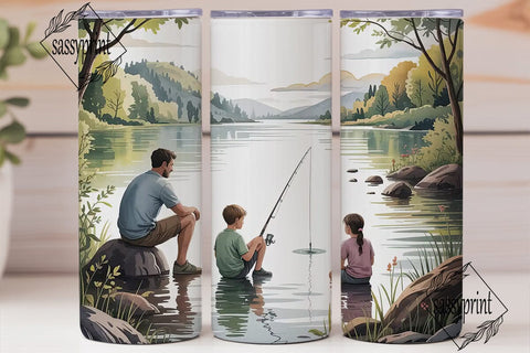 Fishing Scene 20oz Tumbler Wrap Sublimation sassyprint 