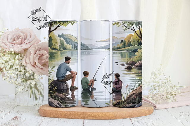 Fishing Scene 20oz Tumbler Wrap Sublimation sassyprint 