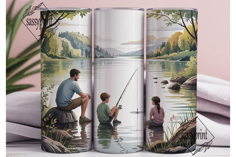 Fishing Scene 20oz Tumbler Wrap Sublimation sassyprint 