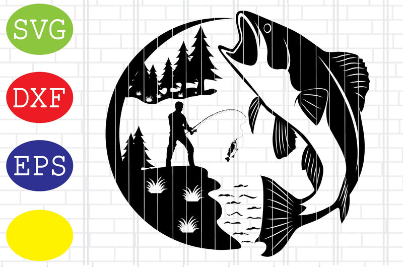 Fishing Scene Svg, Bass Fishing Svg, Outdoor Fishing Svg, Fisher Man ...