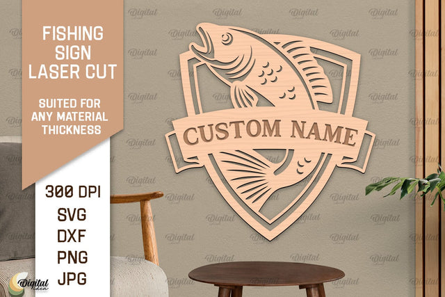 Fishing Sign Laser Cut. Wood Fishing Decor SVG SVG Evgenyia Guschina 