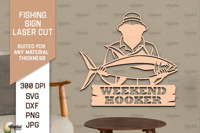 Fishing Sign Laser Cut. Wood Fishing Decor SVG SVG Evgenyia Guschina 