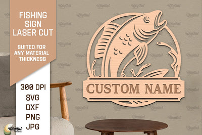 Fishing Sign Laser Cut. Wood Fishing Decor SVG SVG Evgenyia Guschina 
