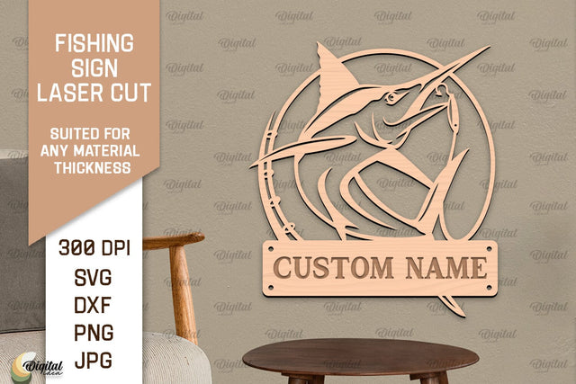 Fishing Sign Laser Cut. Wood Fishing Decor SVG SVG Evgenyia Guschina 