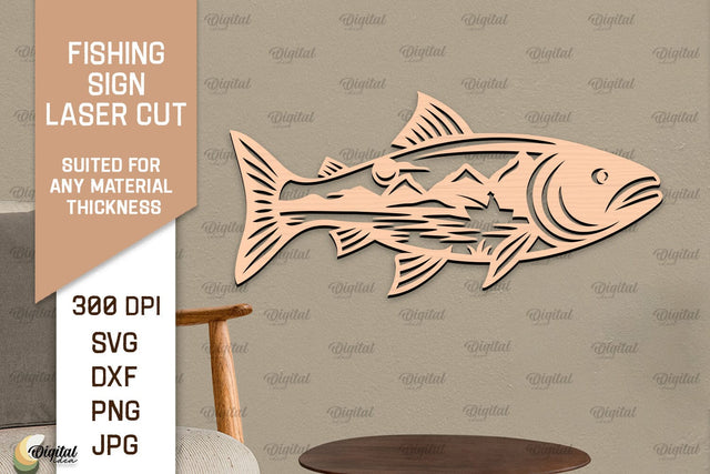 Fishing Sign Laser Cut. Wood Fishing Decor SVG SVG Evgenyia Guschina 