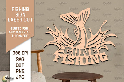Fishing Sign Laser Cut. Wood Fishing Decor SVG SVG Evgenyia Guschina 