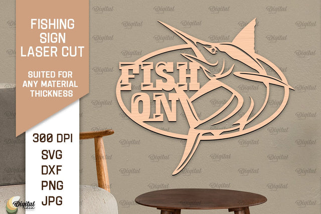 Fishing Sign Laser Cut. Wood Fishing Decor SVG SVG Evgenyia Guschina 
