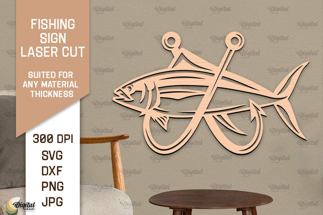 Fishing Sign Laser Cut. Wood Fishing Decor SVG SVG Evgenyia Guschina 