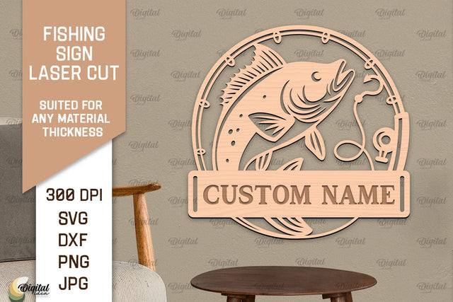 Fishing Sign Laser Cut. Wood Fishing Decor SVG SVG Evgenyia Guschina 