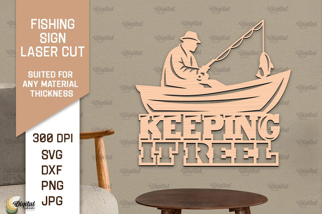 Fishing Sign Laser Cut. Wood Fishing Decor SVG SVG Evgenyia Guschina 
