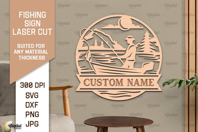 Fishing Sign Laser Cut. Wood Fishing Decor SVG SVG Evgenyia Guschina 