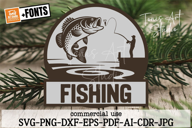 Fishing Sign SVG | Laser Cut Outdoor | Glowforge File SVG TonisArtStudio 